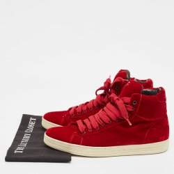Tom Ford Red Velvet Russell High Top Sneakers Size 44