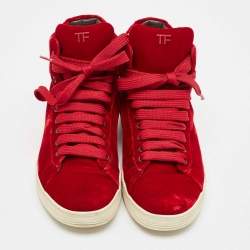 Tom Ford Red Velvet Russell High Top Sneakers Size 44