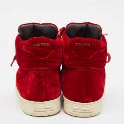 Tom Ford Red Velvet Russell High Top Sneakers Size 44