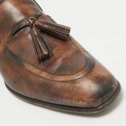 Tom Ford Brown Leather Edgar Tassel Loafers Size 40