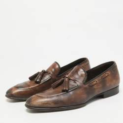 Tom Ford Brown Leather Edgar Tassel Loafers Size 40