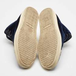 Tom Ford Navy Blue Velvet Russell High Top Sneakers Size 45