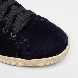 Tom Ford Navy Blue Velvet Russell High Top Sneakers Size 45