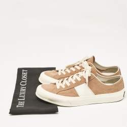 Tom Ford Brown Leather and Suede Cambridge Lace Up Sneakers Size 40
