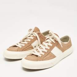 Tom Ford Brown Leather and Suede Cambridge Lace Up Sneakers Size 40