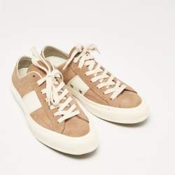 Tom Ford Brown Leather and Suede Cambridge Lace Up Sneakers Size 40