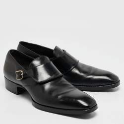 Tom Ford Black Leather Single Flap Monks Size 43.5