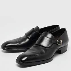 Tom Ford Black Leather Single Flap Monks Size 43.5