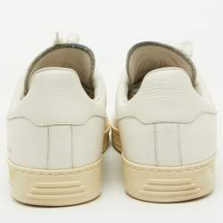 Tom Ford White Leather Perforated Logo Low Top Sneakers Size 44.5