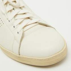 Tom Ford White Leather Perforated Logo Low Top Sneakers Size 44.5