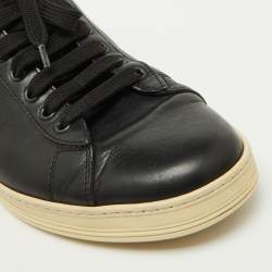 Tom Ford Black Leather Lace Up Low Top Sneakers Size 44