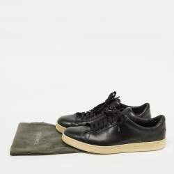 Tom Ford Black Leather Lace Up Low Top Sneakers Size 44