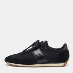 Tom Ford Black Canvas and Suede Low Top Sneakers Size 44