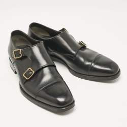 Tom Ford Black Leather Elkan Monk Strap Derby Size 42