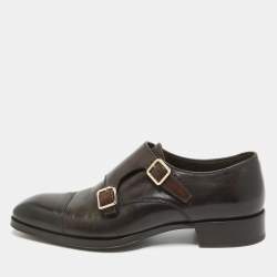 Tom Ford Brown Leather Elkan Monk Strap Derby Size 42