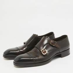 Tom Ford Brown Leather Elkan Monk Strap Derby Size 42
