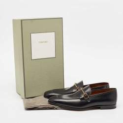 Tom Ford Black Leather Slip On Loafers Size 43