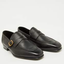 Tom Ford Black Leather Dover Slip On Loafers Size 40