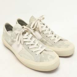 Tom Ford Grey Cammo Suede Cambridge Lace Up Sneakers Size 43