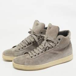 Tom Ford Grey Suede Russell High Top Sneakers Size 45