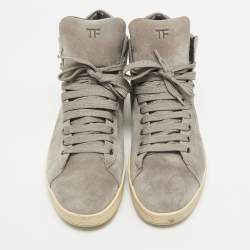 Tom Ford Grey Suede Russell High Top Sneakers Size 45