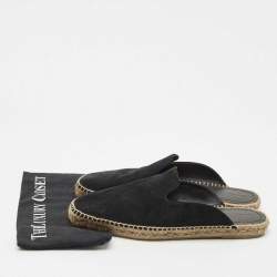 Tom Ford Black Suede Espadrille Flat Mules Size 44
