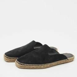 Tom Ford Black Suede Espadrille Flat Mules Size 44