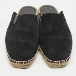 Tom Ford Black Suede Espadrille Flat Mules Size 44