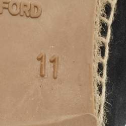 Tom Ford Black Suede Espadrille Flat Mules Size 44