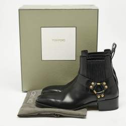 Tom Ford Black Leather Rupert Jodhpur Ankle Boots Size 44