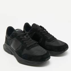 Pre Owned Tom Ford Black Leather and Neoprene Lace Up  Sneakers Size 40