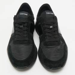 Pre Owned Tom Ford Black Leather and Neoprene Lace Up  Sneakers Size 40