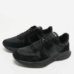 Pre Owned Tom Ford Black Leather and Neoprene Lace Up  Sneakers Size 40