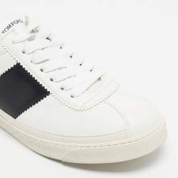Pre Owned Tom Ford White Leather Warwick Lace Up Sneakers Size 43.5
