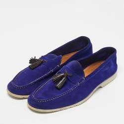 Pre Owned Tom Ford Blue Suede Tassel Detail Loafers Size 44.5