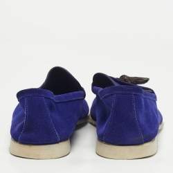 Pre Owned Tom Ford Blue Suede Tassel Detail Loafers Size 44.5