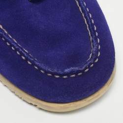 Pre Owned Tom Ford Blue Suede Tassel Detail Loafers Size 44.5
