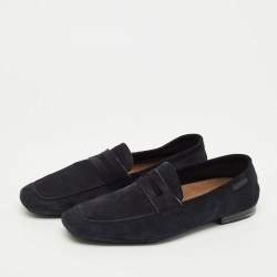 Pre Owned Tom Ford Navy Blue Suede Slip On Loafers Size 44