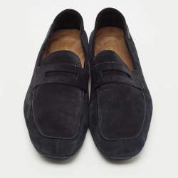 Pre Owned Tom Ford Navy Blue Suede Slip On Loafers Size 44