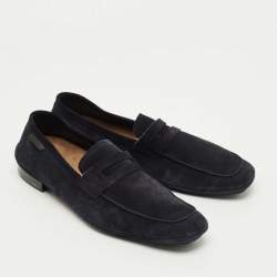 Pre Owned Tom Ford Navy Blue Suede Slip On Loafers Size 44
