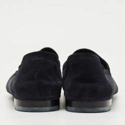 Pre Owned Tom Ford Navy Blue Suede Slip On Loafers Size 44