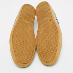 Pre Owned Tom Ford Navy Blue Croc Embossed Leather Lace Up Sneakers Size 46