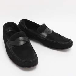 Pre Owned Tom Ford Black Suede And Leather Twist Band Elkan Loafer Size 45