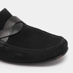 Pre Owned Tom Ford Black Suede And Leather Twist Band Elkan Loafer Size 45