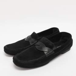 Pre Owned Tom Ford Black Suede And Leather Twist Band Elkan Loafer Size 45
