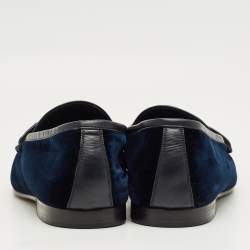 Pre Owned Tom Ford Navy Blue Velvet York Chain Loafers Size 42