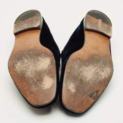 Pre Owned Tom Ford Navy Blue Velvet York Chain Loafers Size 42