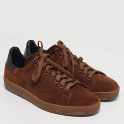 مملوكة مسبقًا Tom Ford Warwick Size 41 Brown Leather and Suede Lace Up Sneakers