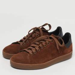 مملوكة مسبقًا Tom Ford Warwick Size 41 Brown Leather and Suede Lace Up Sneakers