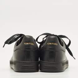 مملوكة مسبقًا حذاء رياضي توم فورد منخفض من أعلى وارويك جلد أسود مقاس 44